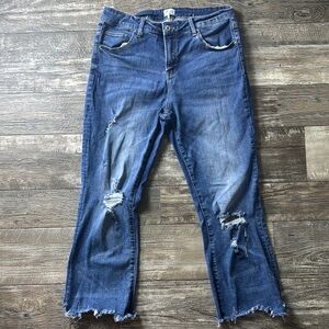 Special A  Straight Leg Jeans with Distressed Details, Size 1XL